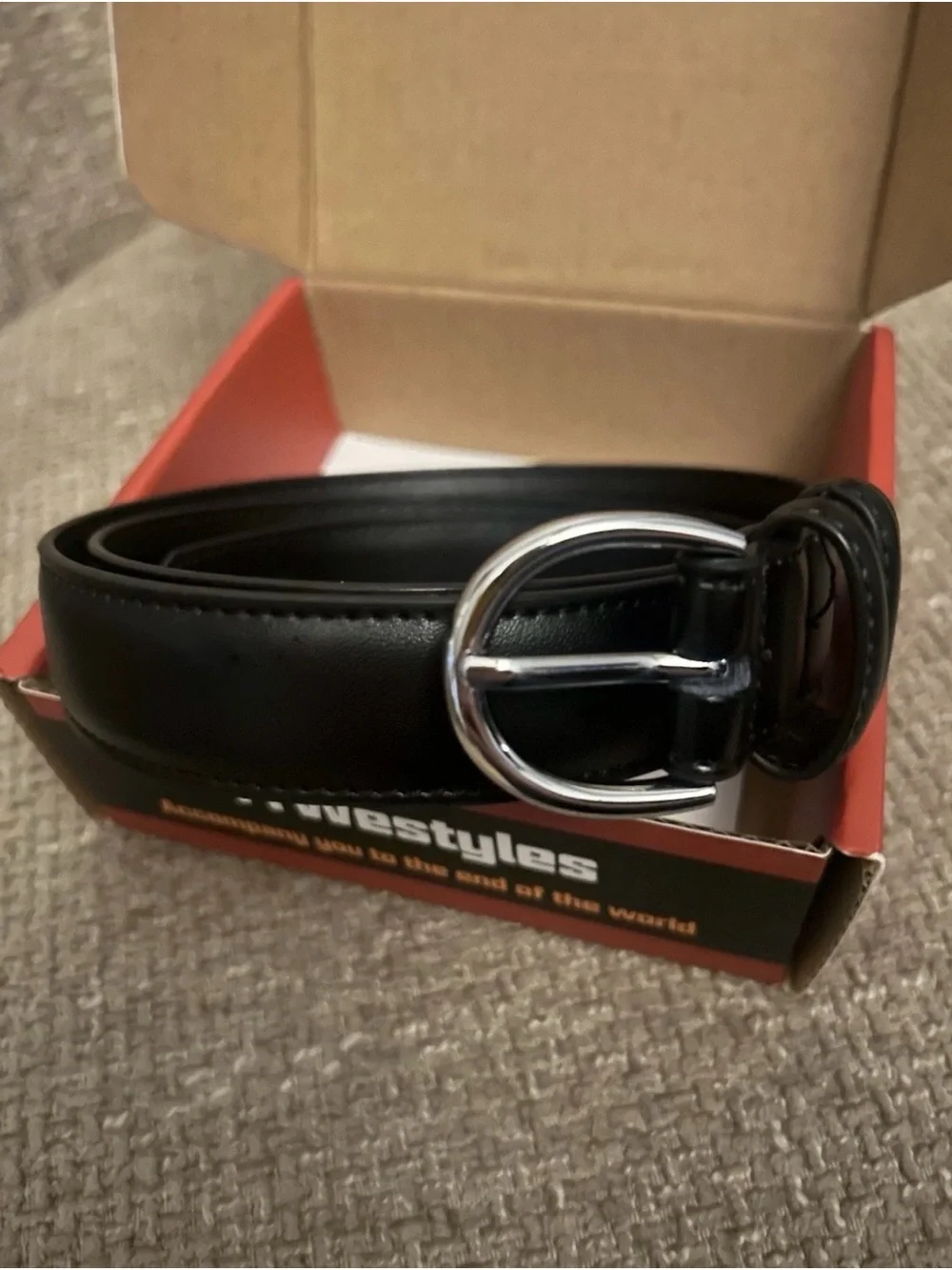Women's Black Belt with Rounded Silver Buckle